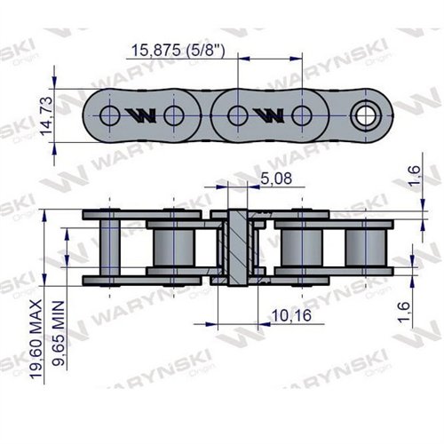 Łańcuch rolkowy 10B-1-130Ps obwiązywacz sznurkiem zastosowanie Prasa Zwijka Sipma 5270132000 Waryński