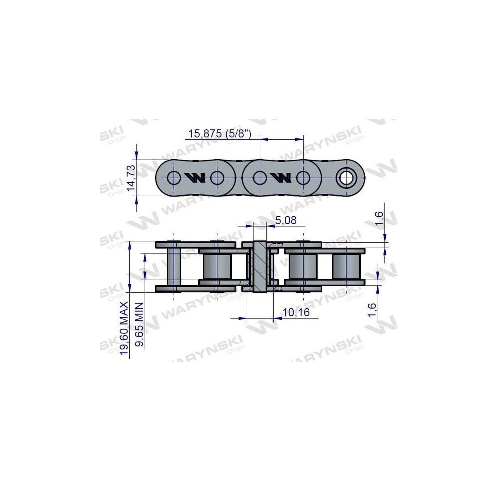 Łańcuch rolkowy 10B-1-130Ps obwiązywacz sznurkiem zastosowanie Prasa Zwijka Sipma 5270132000 Waryński