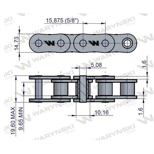Łańcuch rolkowy 10B-1-154Ps napęd podbieracza zastosowanie Prasa Kostka Sipma 5223880710 Waryński