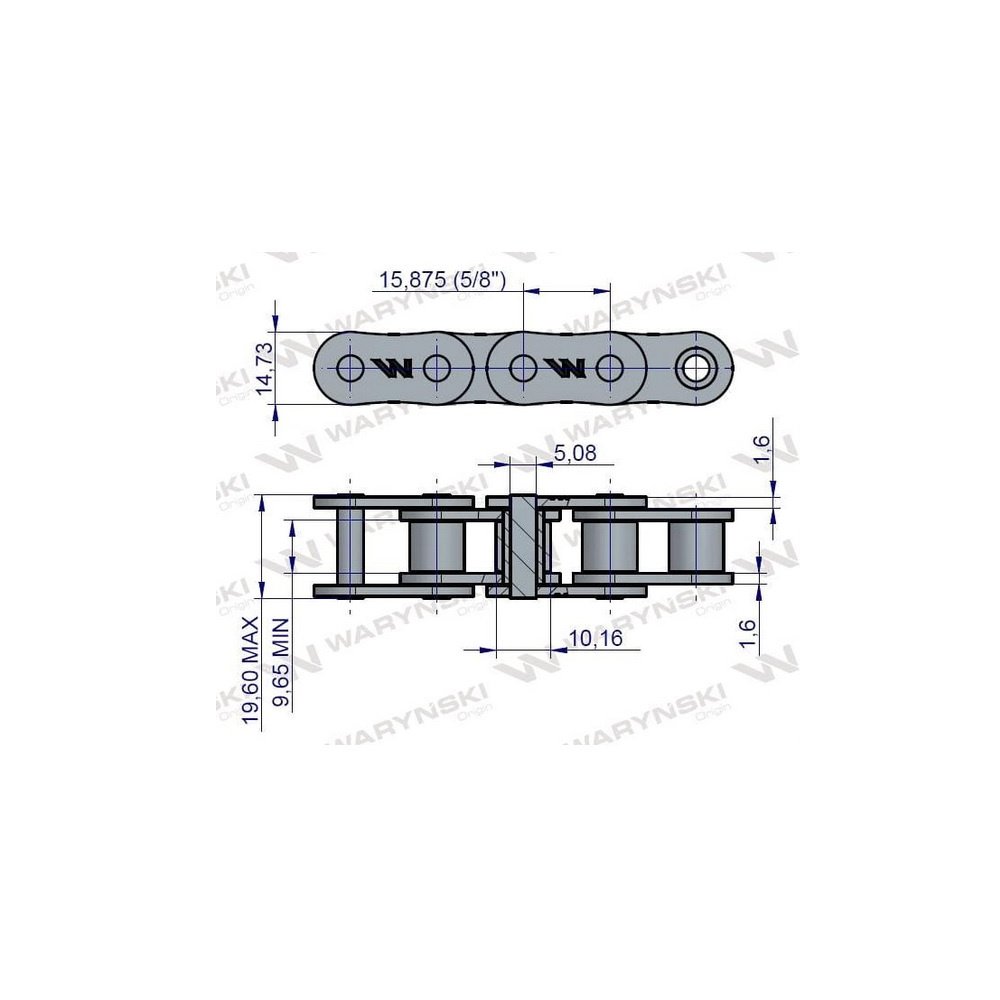 Łańcuch rolkowy 10B-1-154Ps napęd podbieracza zastosowanie Prasa Kostka Sipma 5223880710 Waryński