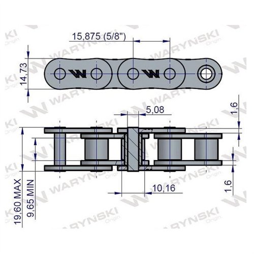 Łańcuch rolkowy 10B-1-56Ps zastosowanie Bizon 5040995800 Waryński