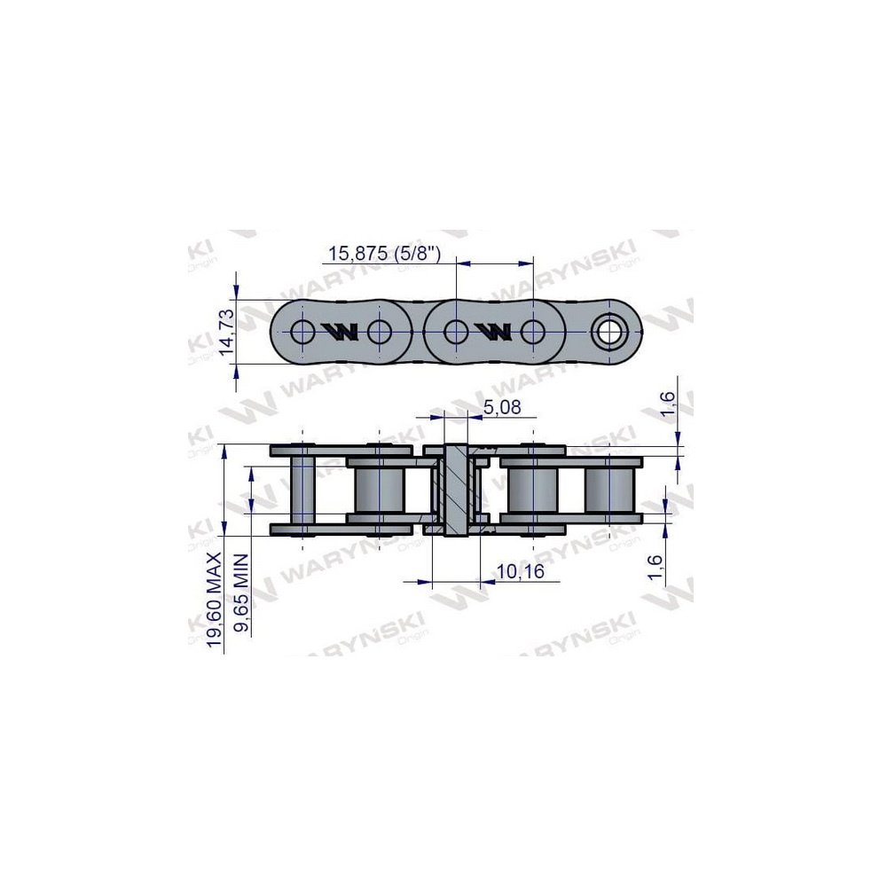 Łańcuch rolkowy 10B-1-56Ps zastosowanie Bizon 5040995800 Waryński