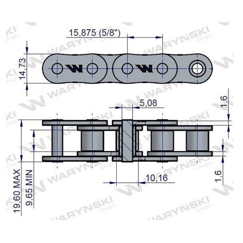 Łańcuch rolkowy 10B-1-86Ps zastosowanie 1.35 m KOS 2015040150 Waryński