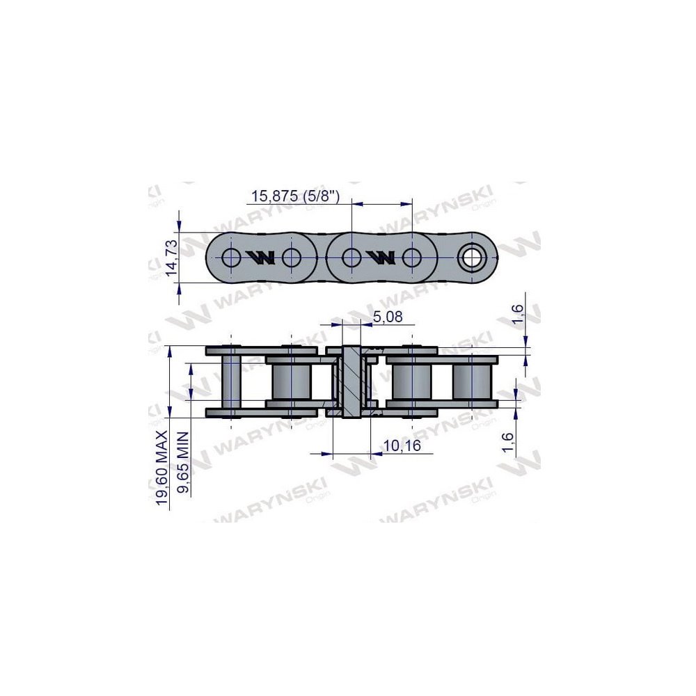 Łańcuch rolkowy 10B-1-92Ps zastosowanie Bizon 5040995810 Waryński