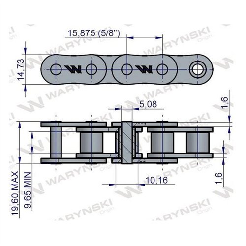 Łańcuch rolkowy 10B-1-96Ps nagarniacza zastosowanie Prasa Kostka Sipma 5223880730 Waryński