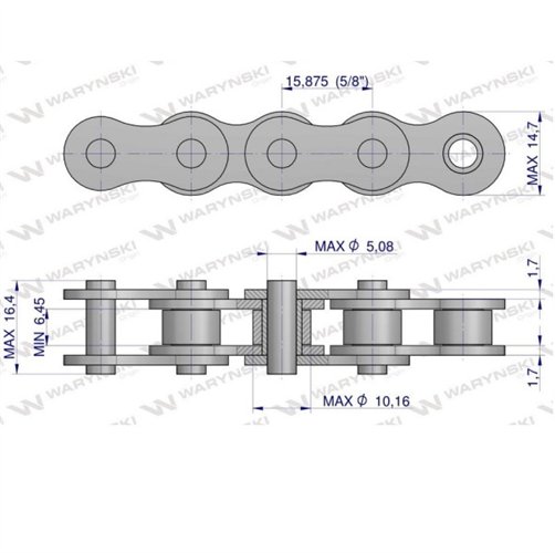 Łańcuch rolkowy 10BF20 zastosowanie Claas 176410. 176410.0. 0001764100 5m Waryński