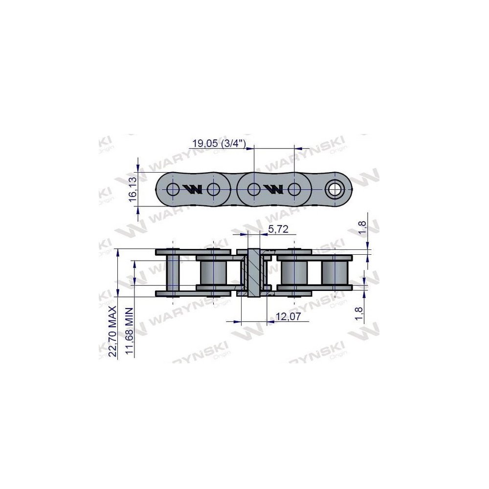 Łańcuch rolkowy 12B-1-36Ps odrzutnika zastosowanie Anna 5644470250 Waryński