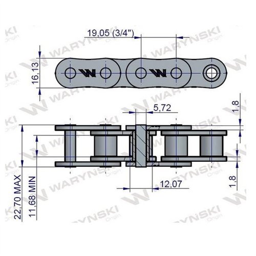 Łańcuch rolkowy 12B-1-42Ps przystawka napędowa zastosowanie Anna 5644320200 Waryński