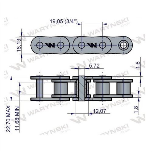 Łańcuch rolkowy 12B-1-44Ps zastosowanie Bizon 5040995820 Waryński