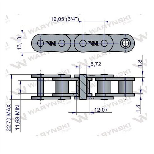 Łańcuch rolkowy 12B-1-48Ps podbieracza zastosowanie Prasa Zwijka Sipma 5276201700 Waryński