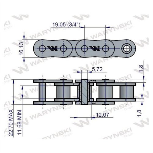 Łańcuch rolkowy 12B-1-54Ps podajnika zastosowanie Prasa Zwijka Sipma 5270038000 Waryński