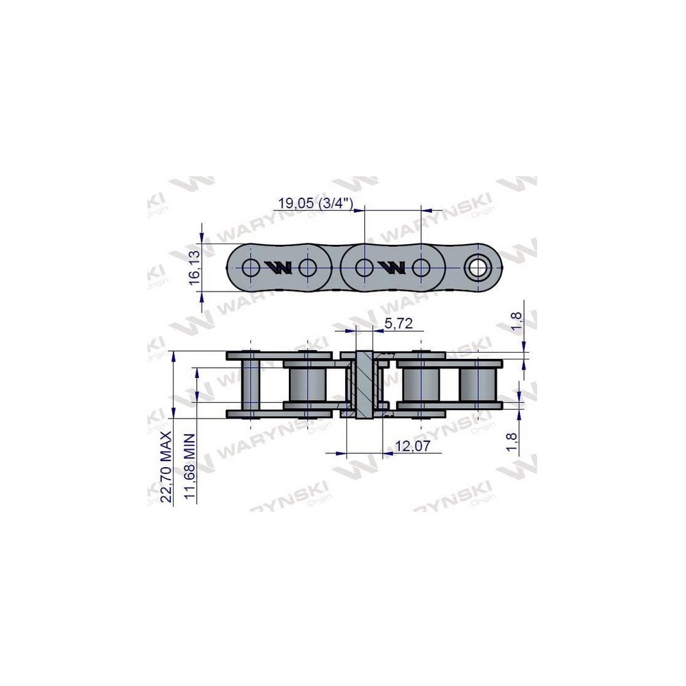 Łańcuch rolkowy 12B-1-54Ps podajnika zastosowanie Prasa Zwijka Sipma 5270038000 Waryński