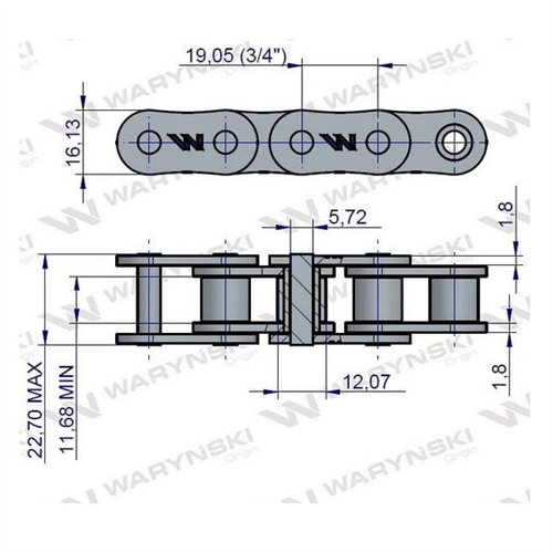 Łańcuch rolkowy 12B-1-72Ps podbieracza zastosowanie Prasa Zwijka Sipma 5270038200 odsiewacz Anna 5644511250 Waryński