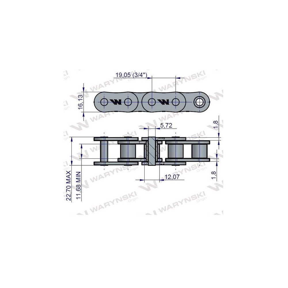 Łańcuch rolkowy 12B-1-72Ps podbieracza zastosowanie Prasa Zwijka Sipma 5270038200 odsiewacz Anna 5644511250 Waryński
