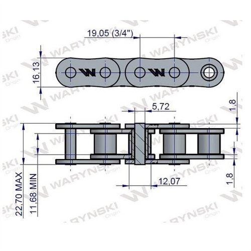 Łańcuch rolkowy 12B-1-74PZ zastosowanie Prasa Zwijka Sipma 5279000074 Waryński