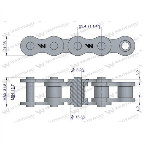 Łańcuch rolkowy 16BX-158Ps zastosowanie Prasa Kostka Sipma 5223880720 5223041060 Waryński