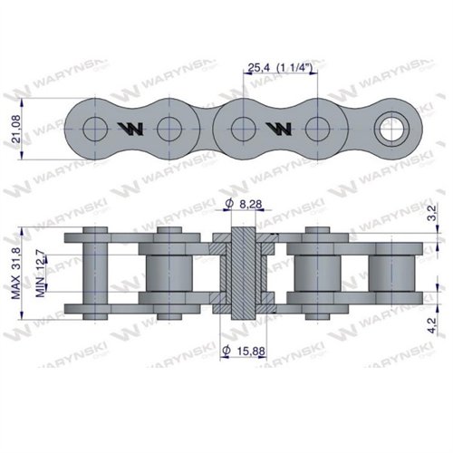 Łańcuch rolkowy 16BX-74Ps napęd główny zastosowanie Prasa Zwijka Sipma 5270077000 5279000103 Waryński
