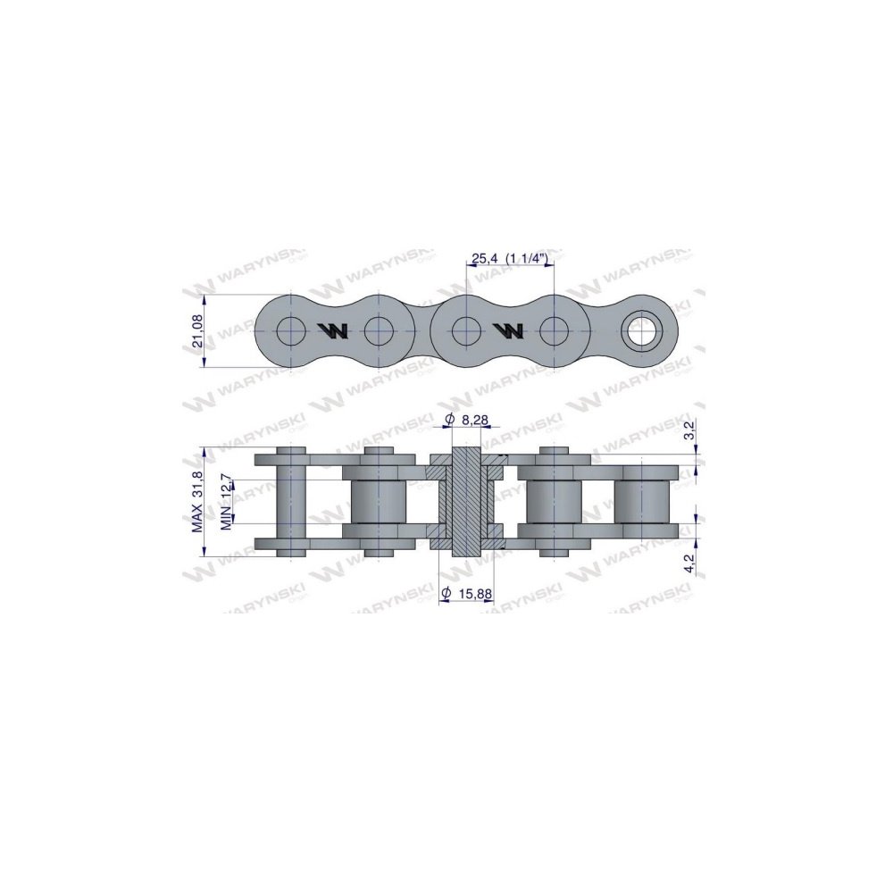 Łańcuch rolkowy 16BX-74Ps napęd główny zastosowanie Prasa Zwijka Sipma 5270077000 5279000103 Waryński