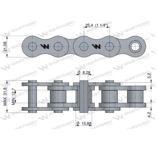 Łańcuch rolkowy 16BX-76Ps napęd główny zastosowanie Prasa Zwijka Sipma 5270077100 5279000080 Waryński