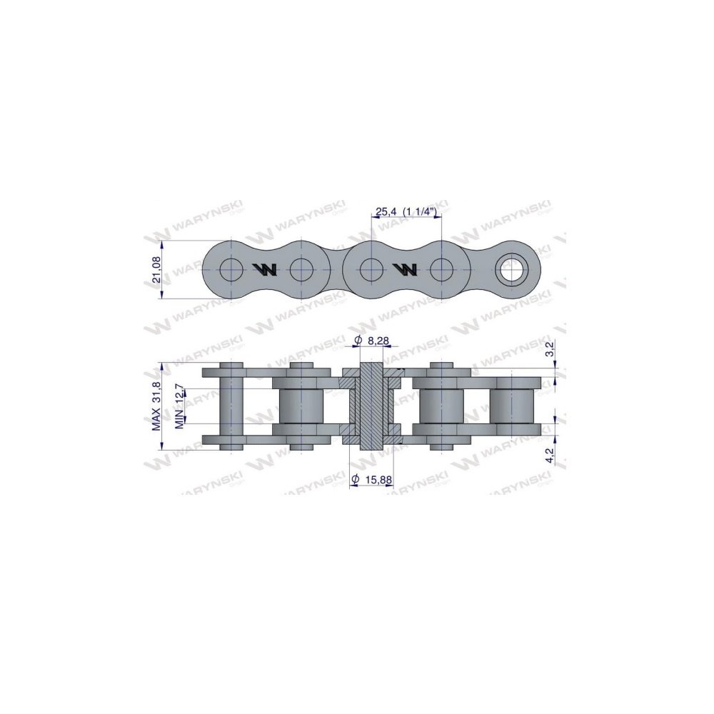 Łańcuch rolkowy 16BX-76Ps napęd główny zastosowanie Prasa Zwijka Sipma 5270077100 5279000080 Waryński