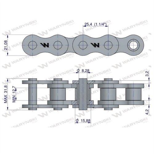Łańcuch rolkowy 16Bx-82Ps napęd główny zastosowanie Prasa Zwijka Sipma 5270077200 5279000070 Waryński