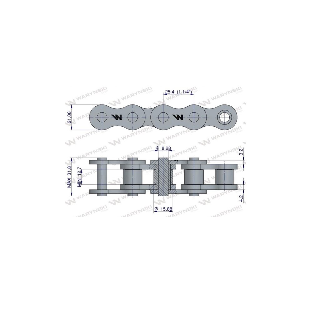 Łańcuch rolkowy 16Bx-82Ps napęd główny zastosowanie Prasa Zwijka Sipma 5270077200 5279000070 Waryński