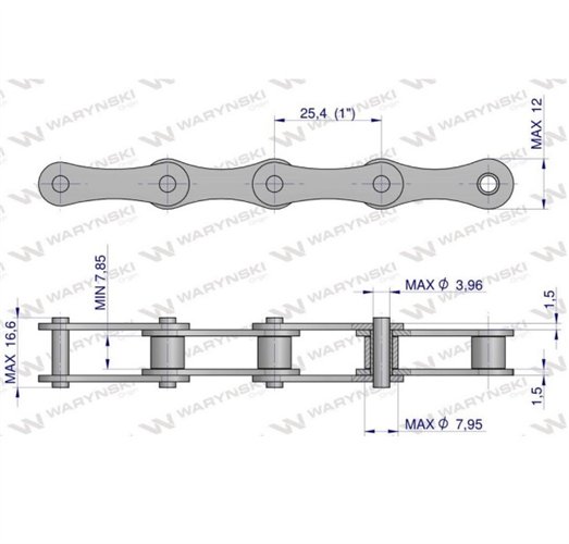 Łańcuch rolkowy L208A-32PZ zastosowanie Claas 678194. 678194.0. 0006781940 Waryński