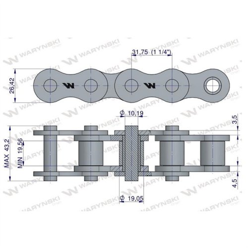 Łańcuch 20B-1-62Ps+ półogniwo zastosowanie Prasa Zwijka Sipma 5279000090 Waryński
