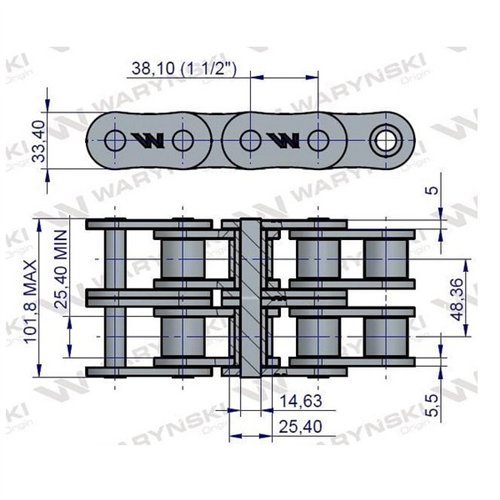 Łańcuch rolkowy 24B-2-35Ps obrotu zastosowanie Cyklop 503496014 Waryński