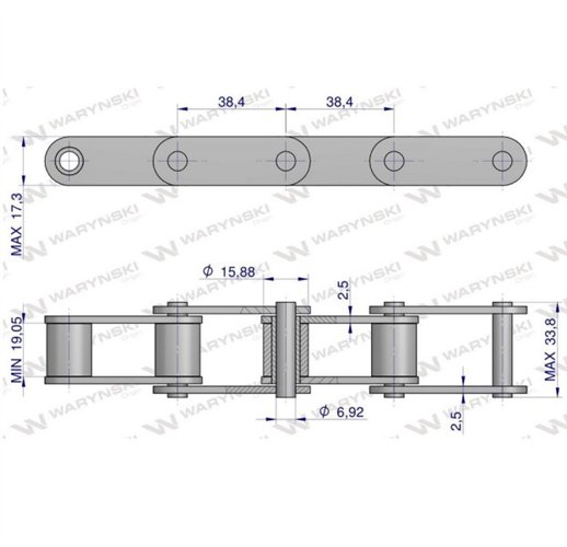 Łańcuch rolkowy 38.4R 5m Waryński 674480