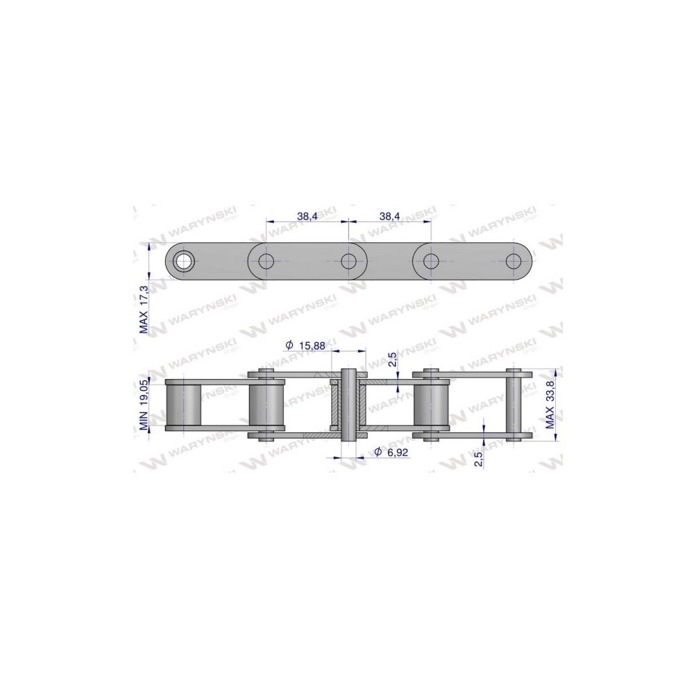 Łańcuch rolkowy 38.4R 5m Waryński 674480