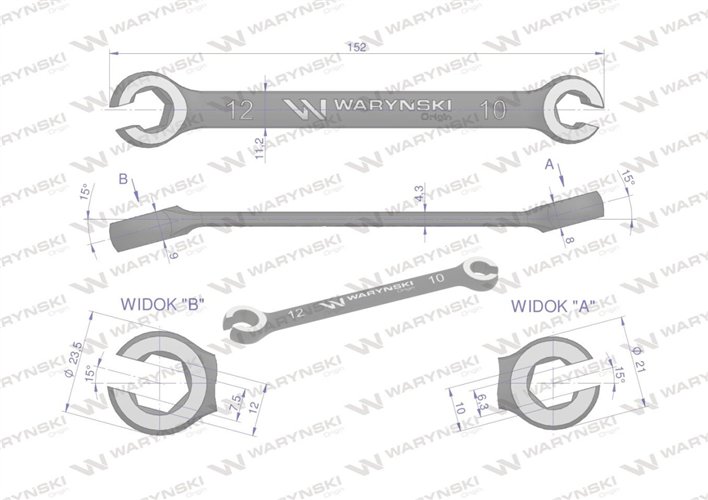 Klucz płasko oczkowy otwarty 10 x 12. Waryński