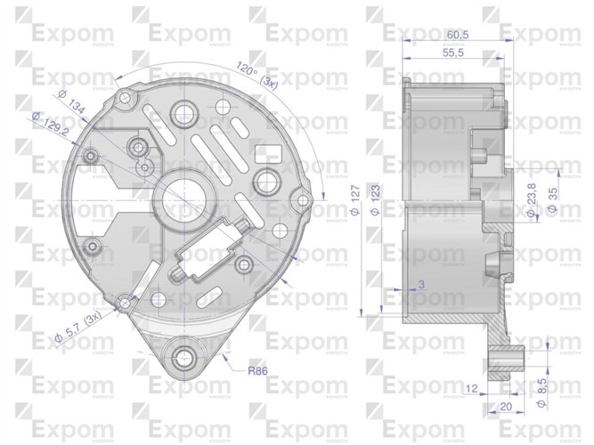 Pokrywa tylna alternatora AX230000 AX260000EX C-330 C-360 Nowy Typ EXPOM KWIDZYN eu