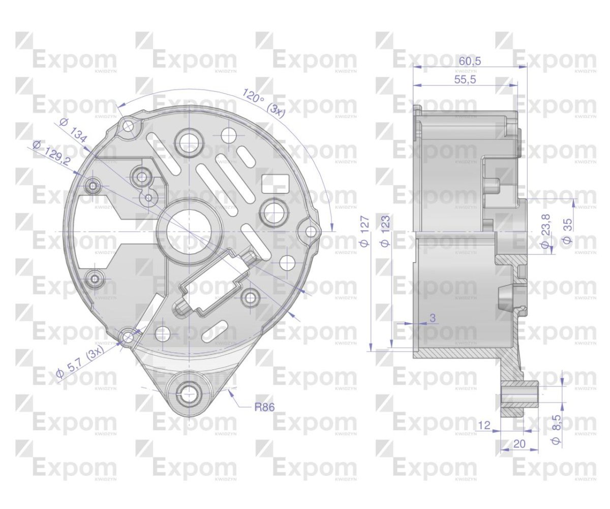 Pokrywa tylna alternatora AX230000 AX260000EX C-330 C-360 Nowy Typ EXPOM KWIDZYN eu