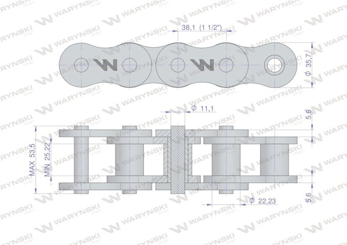 Łańcuch rolkowy wzmocniony przemysłowy 24AH-1 ANSI A 120H (R1 1.1/2) 5m Waryński