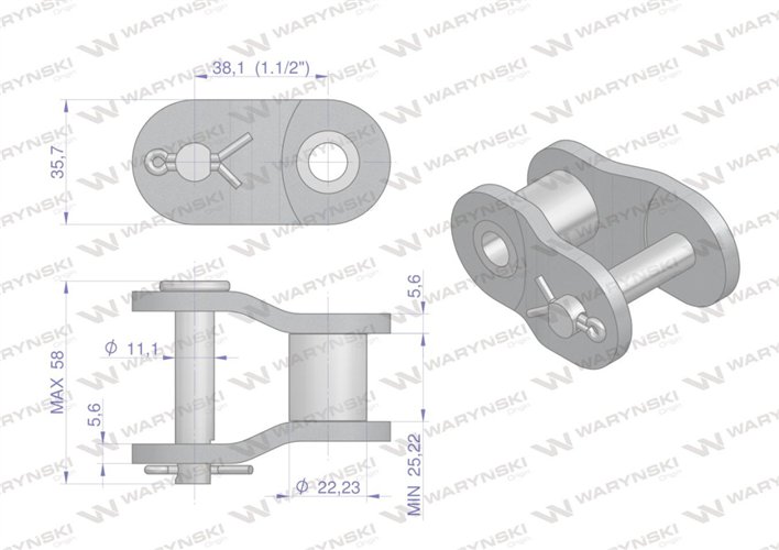 Półogniwo łańcucha przemysłowe P24AH-1 ANSI A 120H (R1 1.1/2) Waryński ( sprzedawane po 2 )