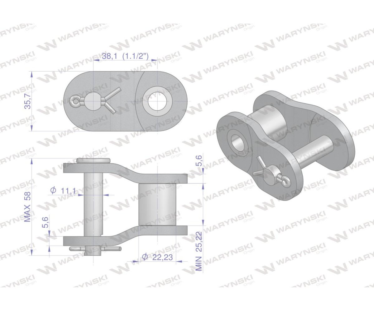 Półogniwo łańcucha przemysłowe P24AH-1 ANSI A 120H (R1 1.1/2) Waryński ( sprzedawane po 2 )