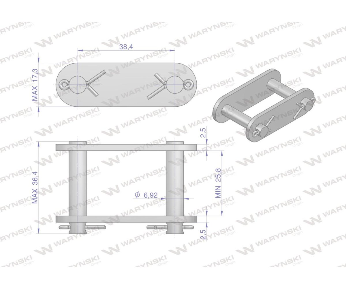 Zamek łańcucha 38.4R Waryński ( sprzedawane po 5 )