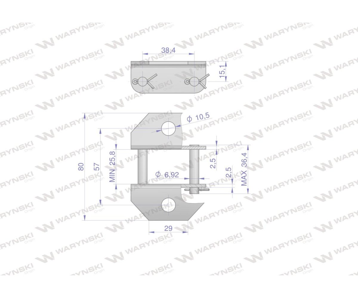 Zamek łańcucha z przyłączem obustronnym 38.4R2K Waryński ( sprzedawane po 5 )