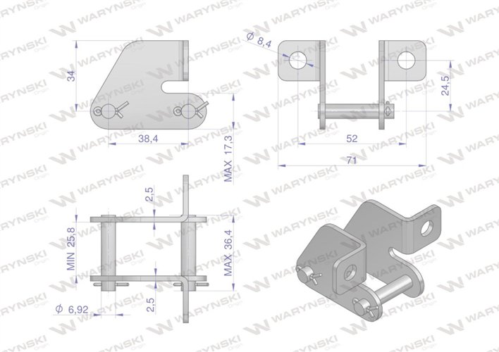 Zamek łańcucha z przyłączem obustronnym 38.4RSD Waryński ( sprzedawane po 5 )