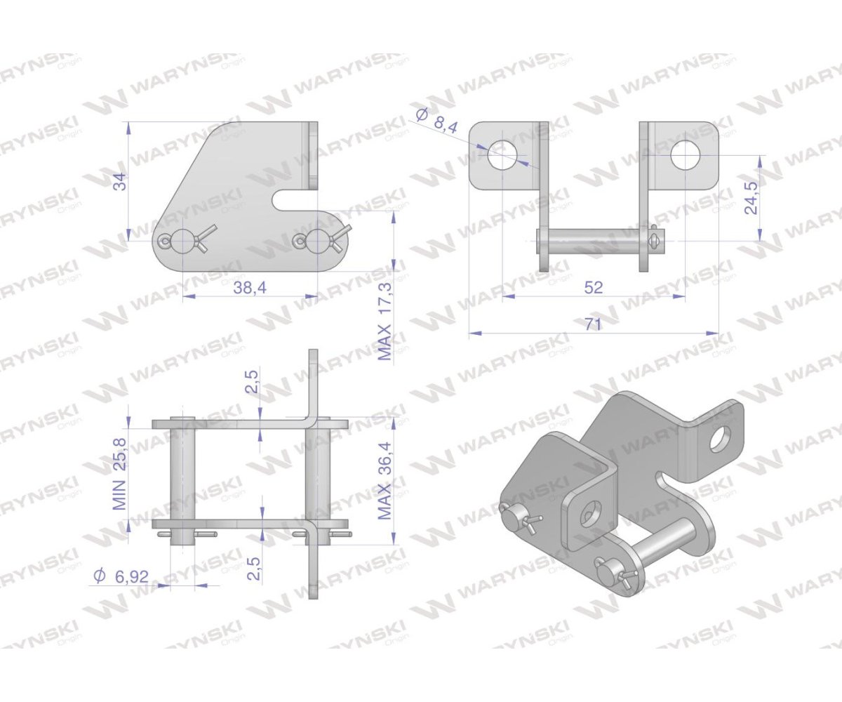 Zamek łańcucha z przyłączem obustronnym 38.4RSD Waryński ( sprzedawane po 5 )