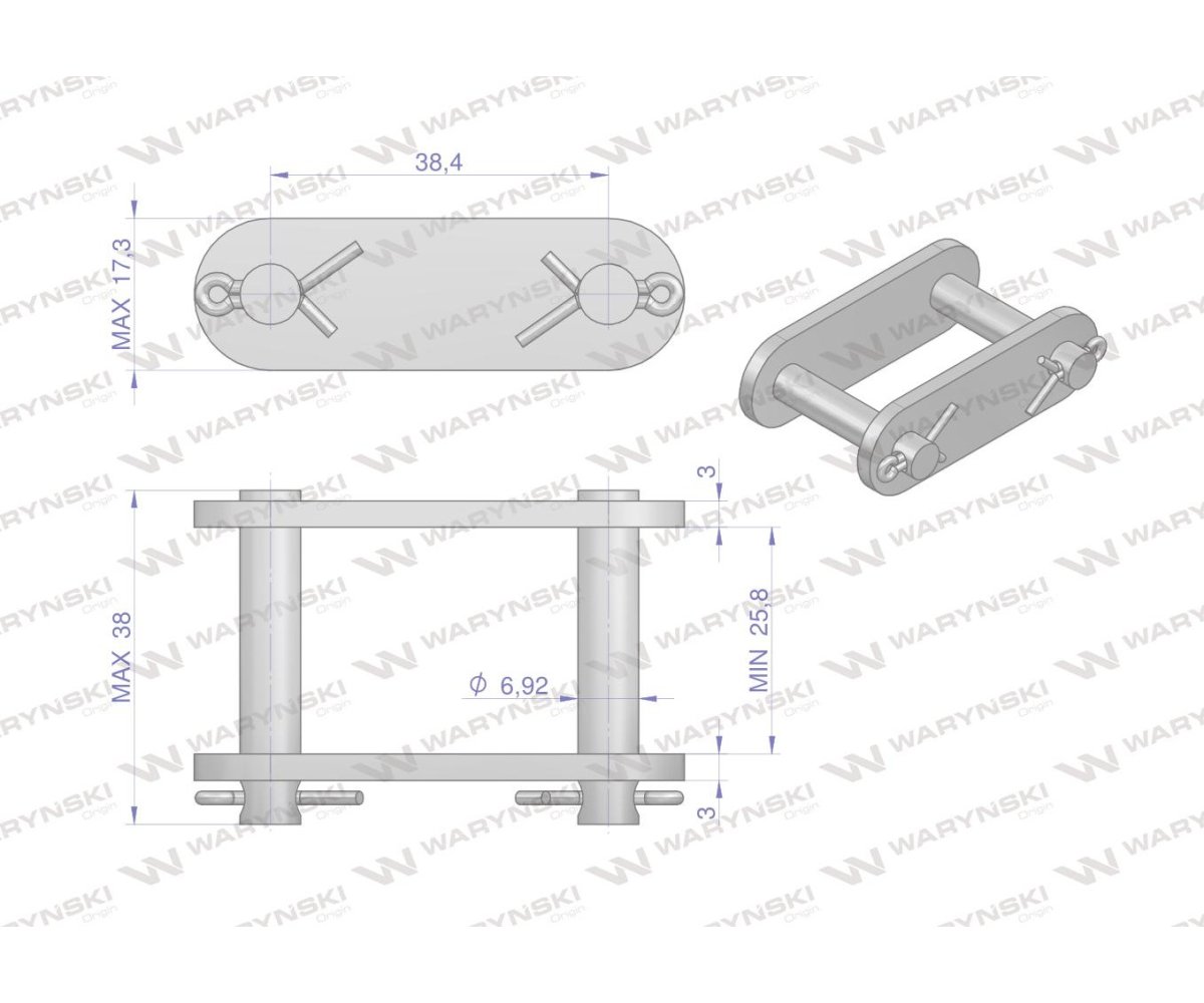 Zamek łańcucha 38.4V Waryński ( sprzedawane po 5 )