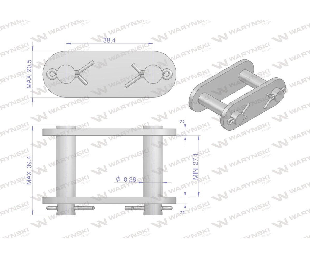 Zamek łańcucha 38.4VB Waryński ( sprzedawane po 5 )