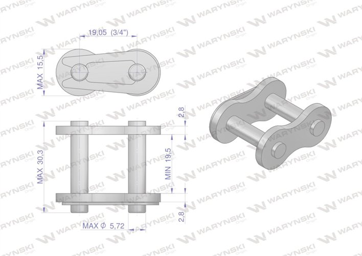 Zamek łańcucha 12BHF3. 515. RE425 (3/4 - 13.5) Waryński ( sprzedawane po 5 )