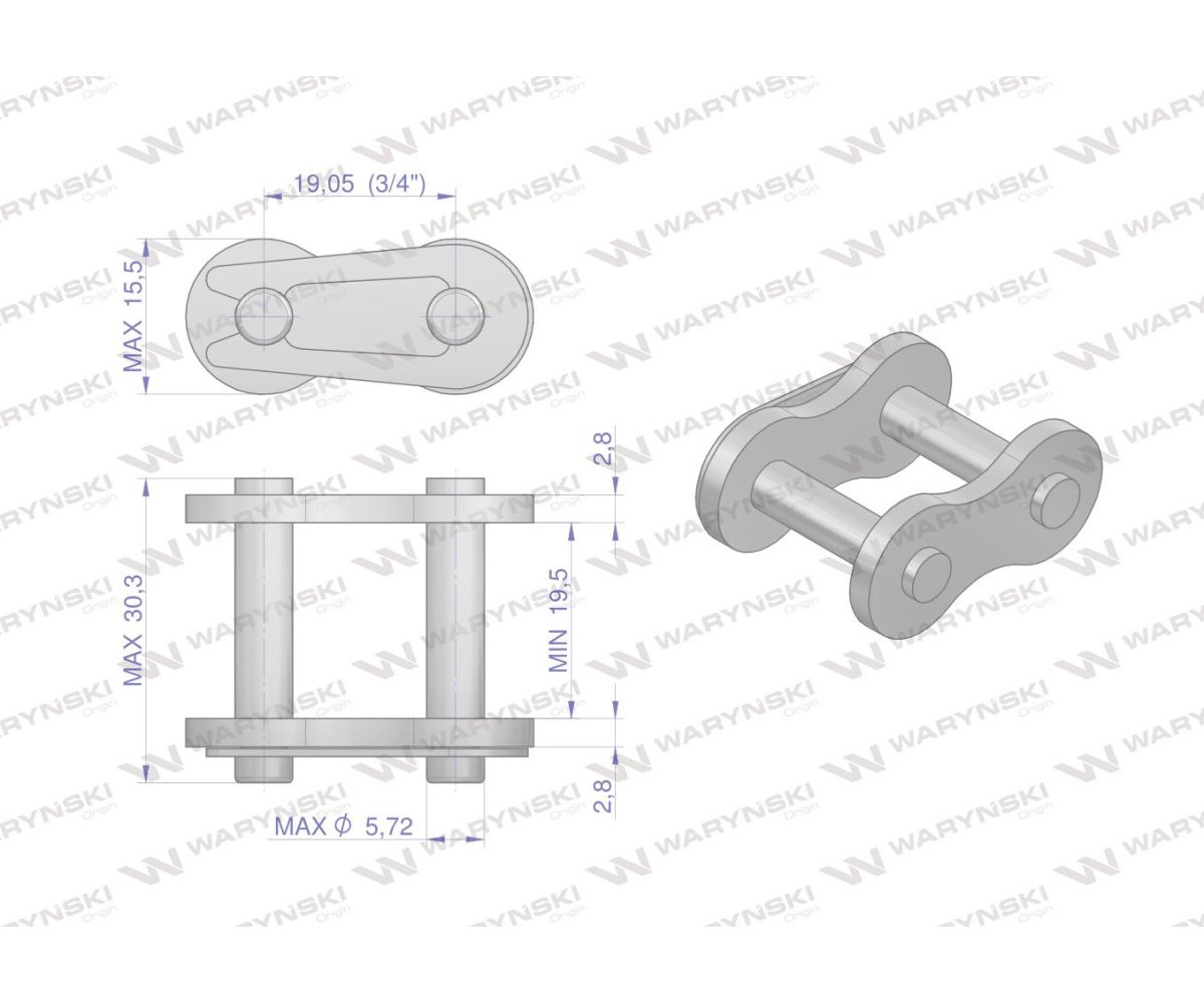 Zamek łańcucha 12BHF3. 515. RE425 (3/4 - 13.5) Waryński ( sprzedawane po 5 )