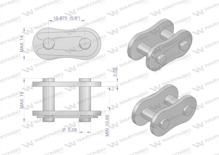 Zamek łańcucha 520-1 (R1 5/8) Waryński ( sprzedawane po 10 )