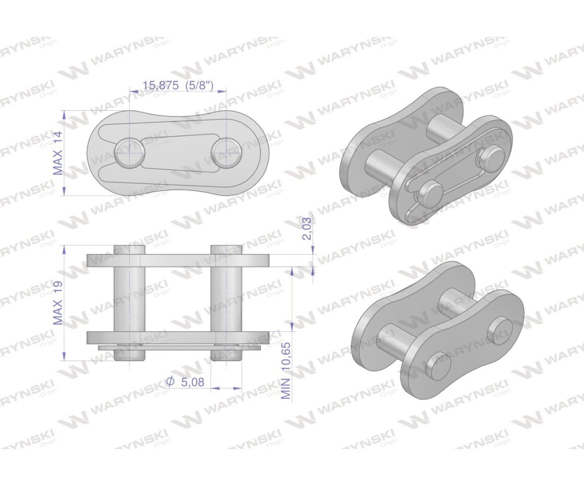 Zamek łańcucha 520-1 (R1 5/8) Waryński ( sprzedawane po 10 )