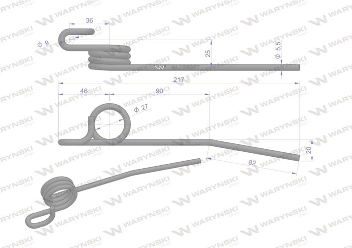 Palec sprężysty motowideł lewy Z56957 zastosowanie John Deere WARYŃSKI W-Z56957, H149752