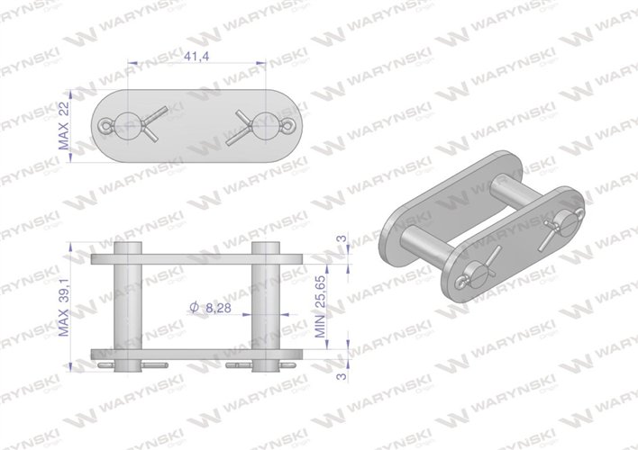 Zamek łańcucha CA550V Waryński ( sprzedawane po 5 )