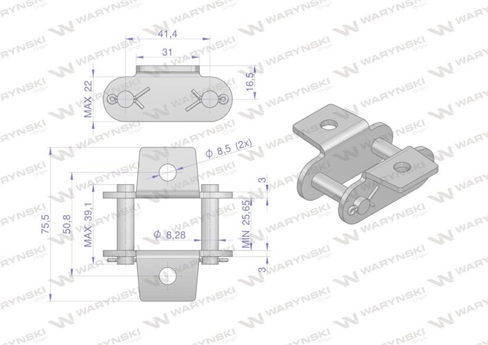 Zamek łańcucha z przyłączem obustronnym CA550VDK Waryński ( sprzedawane po 5 )